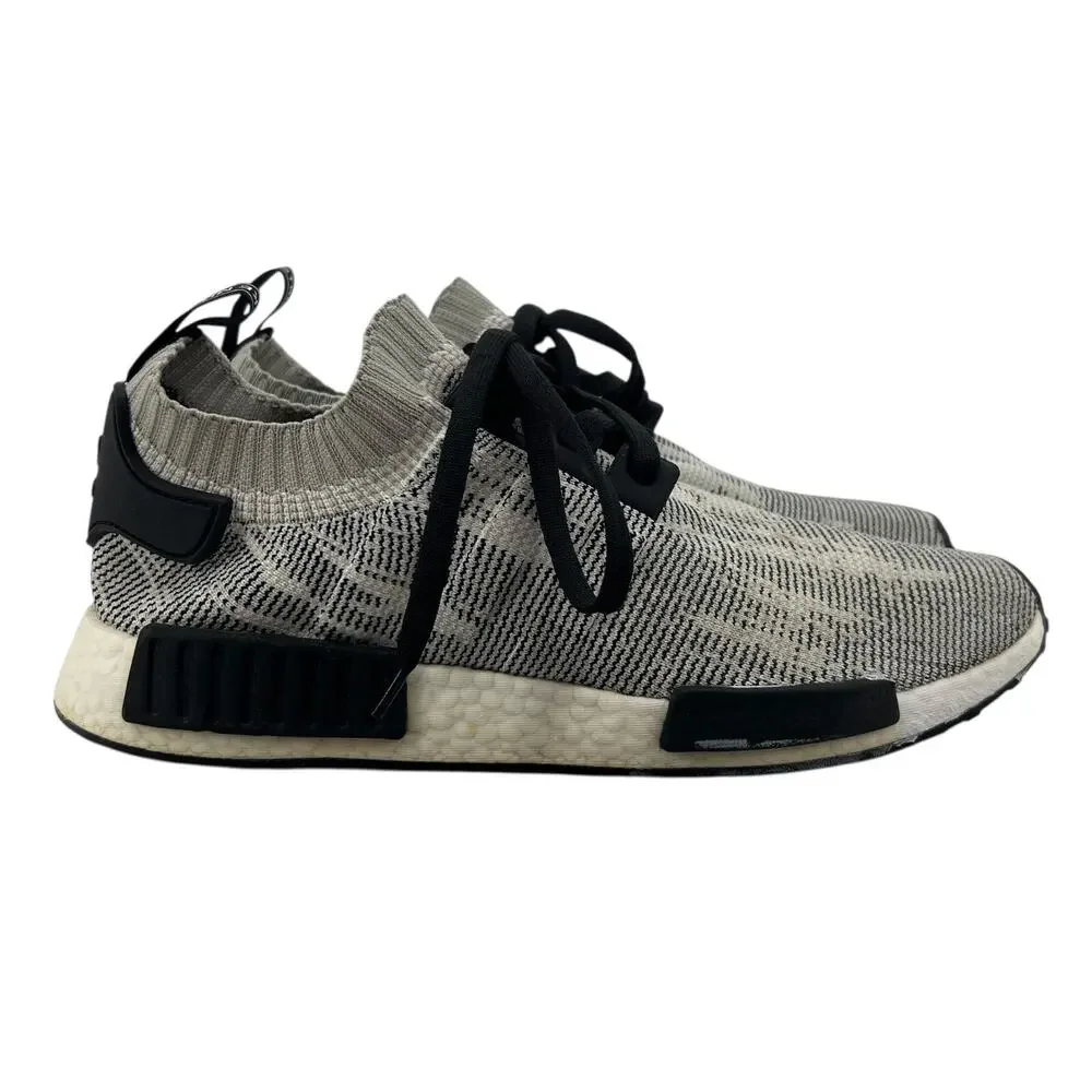Adidas Mens 12 NMD R1 Primeknit Sesame Sneakers Lightweight Shoes AQ0899